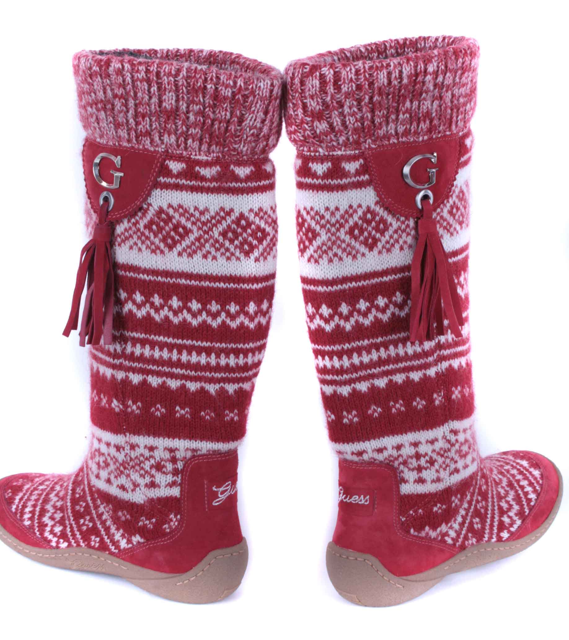 Guess Women's Boots Knitted Boots Red Size 36 3