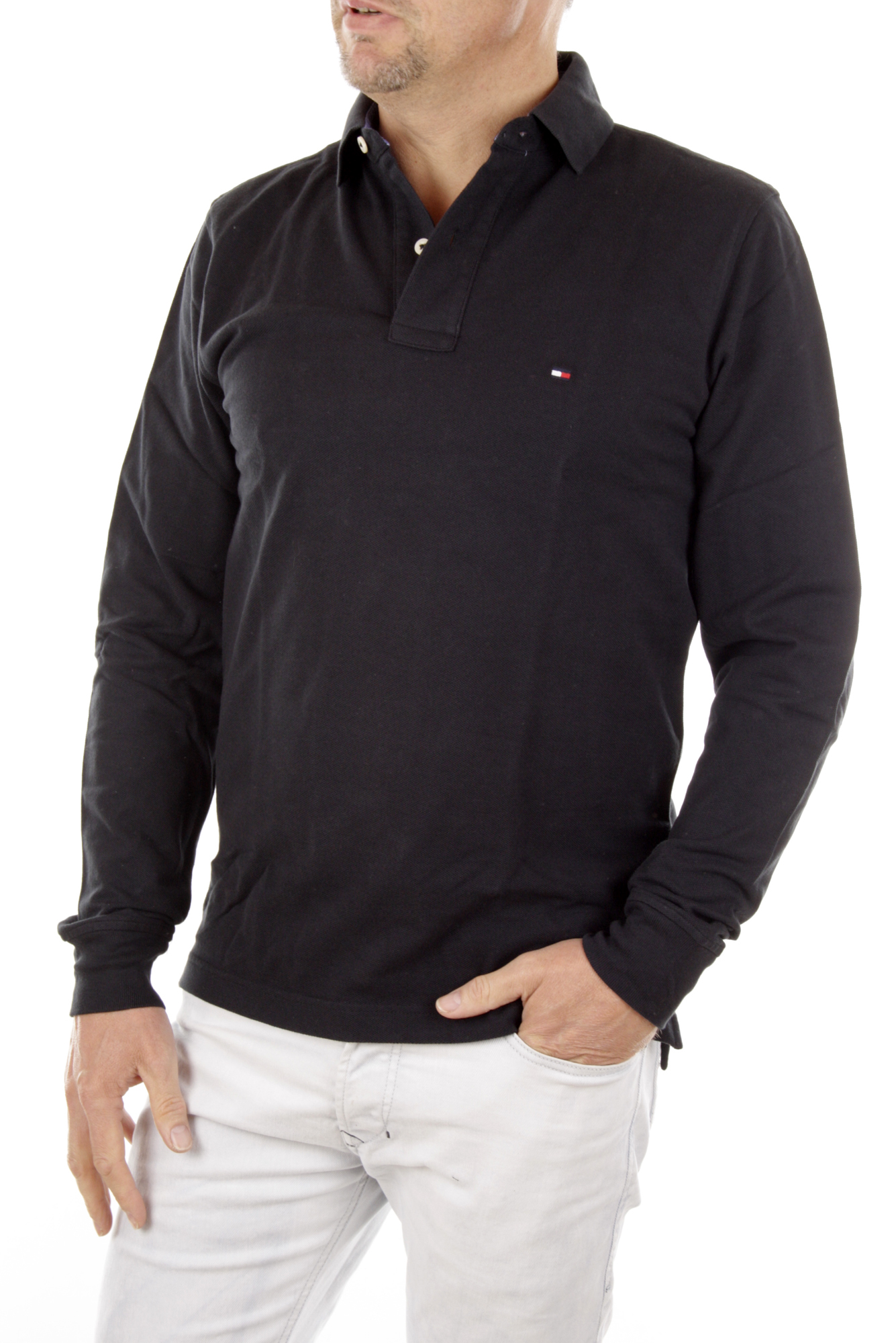 Tommy Hilfiger Polo homme WCC TOMMY KNIT POLO L/S RF Noir 1